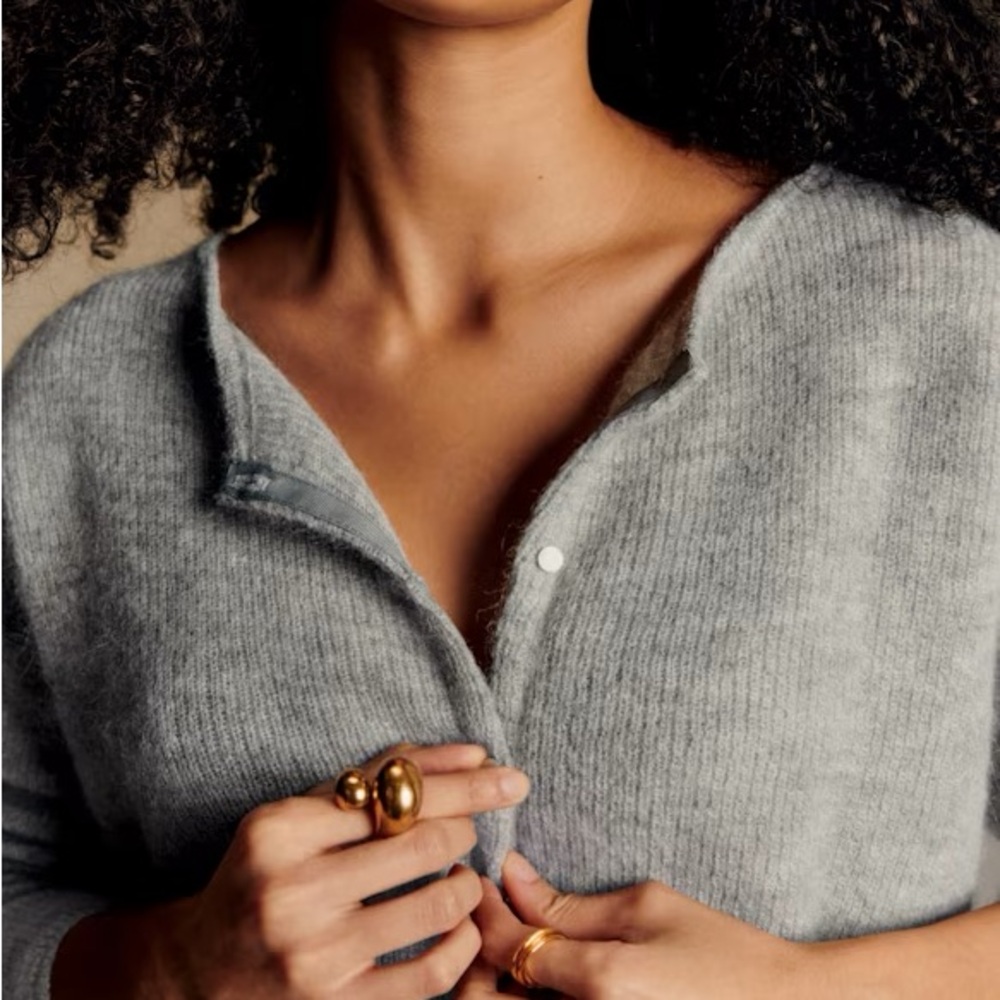 Sezane Gaspard Cardigan in Mottled Grey, XL
